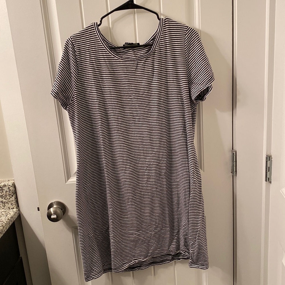 Black and white striped tee dress